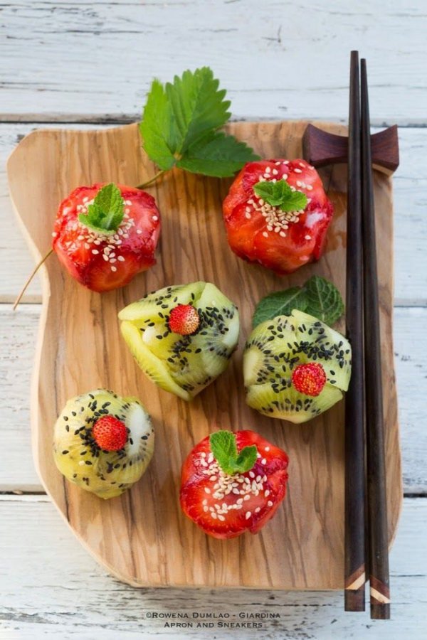 Strawberry and Kiwi Sushi Balls