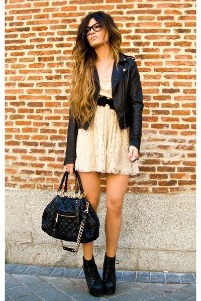 Lace Dress with Biker Jacket