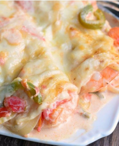 Spicy Creamy Shrimp Enchiladas