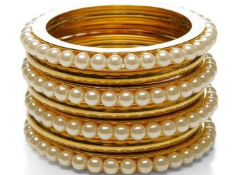 Fallon Gold-Plated and Pearl Bangle Set