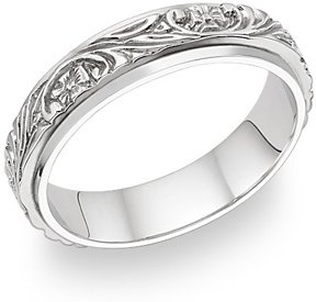 Floral Vineyard Wedding Band in 14K White Gold