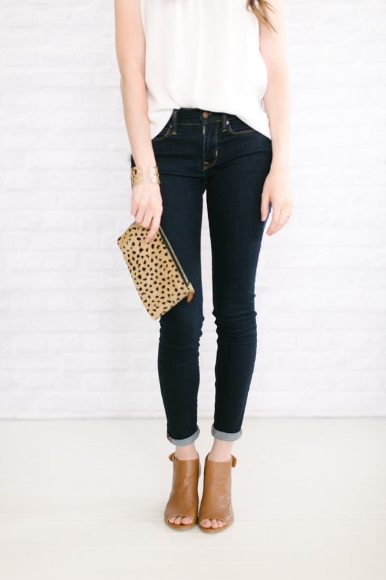 With Dark Skinnies & a Statement Bag