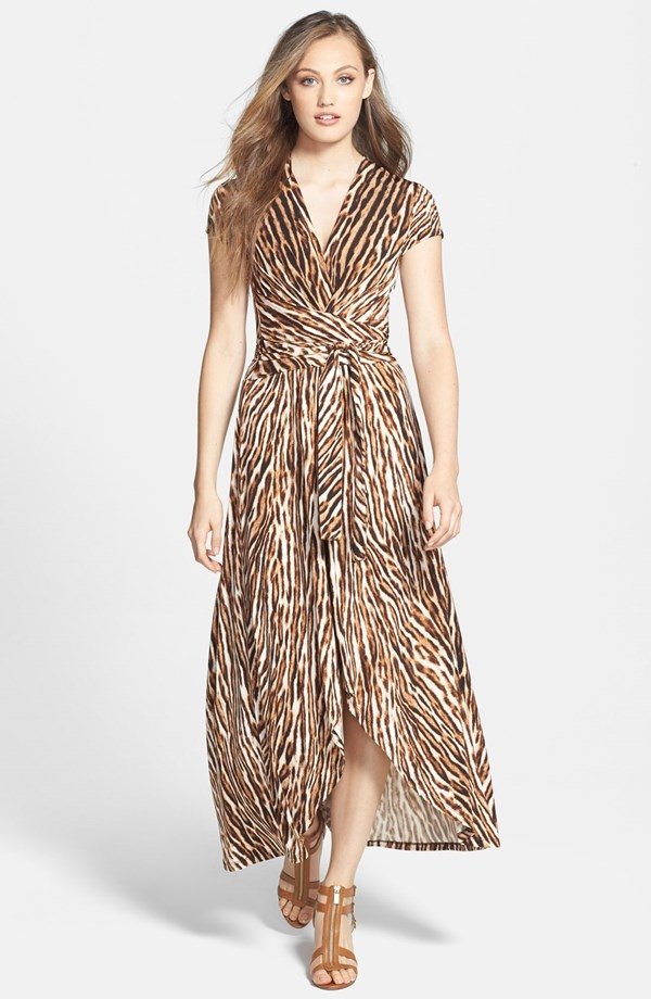 'Mowani' Print Faux Wrap Maxi Dress - by Michael Kors