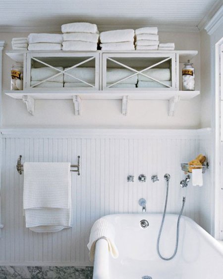 Take off Cabinet Doors to Allow Towels to Show