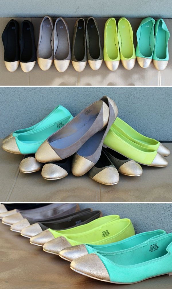 Gold-tipped Ballet Flats