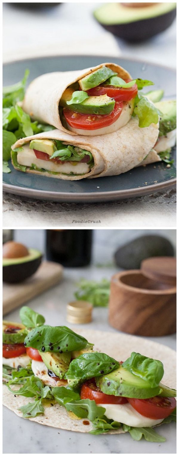 Mozzarella, Tomato and Avocado Caprese Wrap