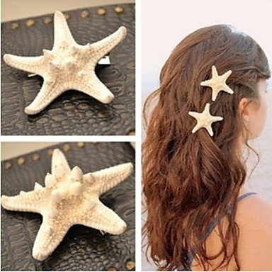 European Starfish Shape White Cowry Barrettes