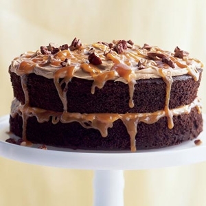 Double Caramel Turtle Cake