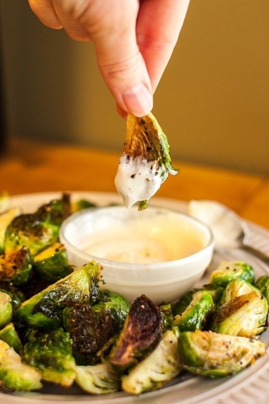 Roasted Brussel Sprouts with Garlic Aioli