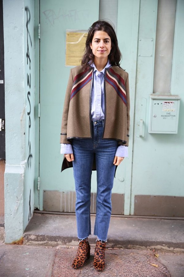 Frayed Denim and Striped Jacket