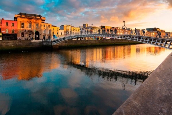 reflection, cityscape, dusk, sunset, river,