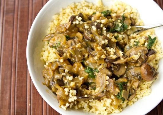 Millet Bowl with Mushroom Gravy and Kale