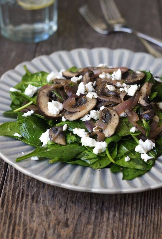 Warm Mushroom and Spinach Salad