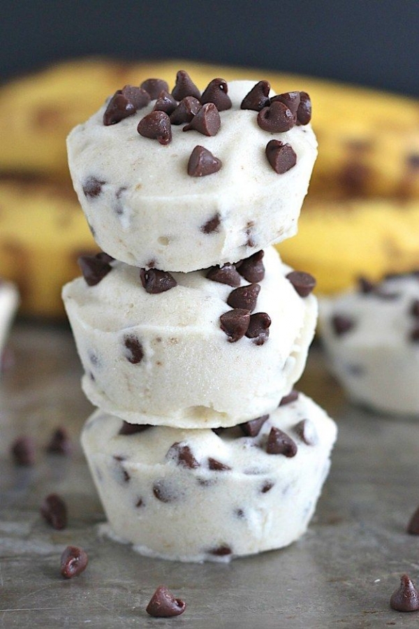 Two Ingredient Banana and Chocolate Chip Ice Cream Bites