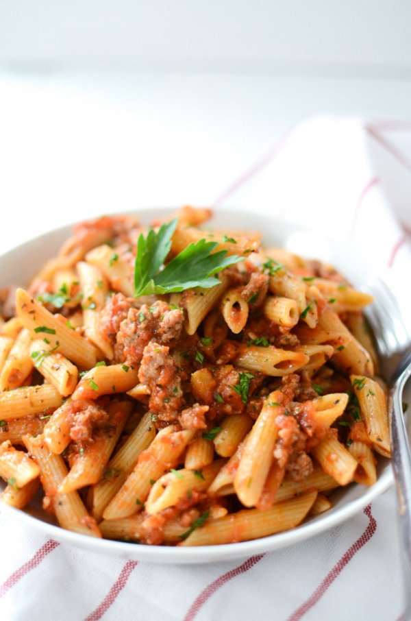 Whole Wheat Pasta with Meat Sauce