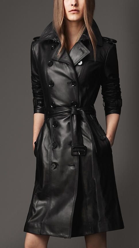 Long Leather Trench Coat