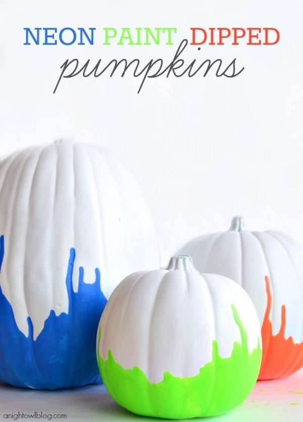 Neon Paint Dipped Pumpkins