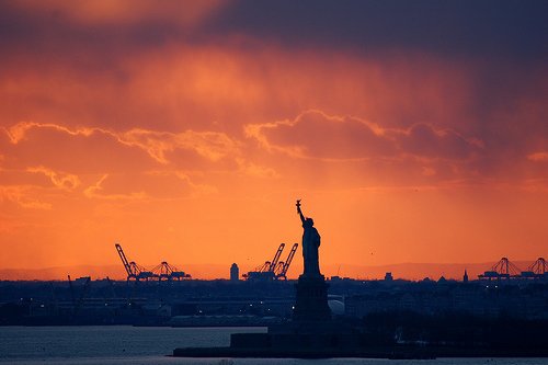 New York Harbor in New York, NY, USA