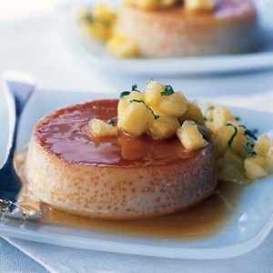 Coconut Crème Caramel with Pineapple Concassé