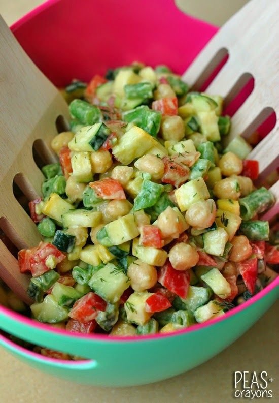 Farmer's Market Chopped Salad with Creamy Avocado Dill Dressing