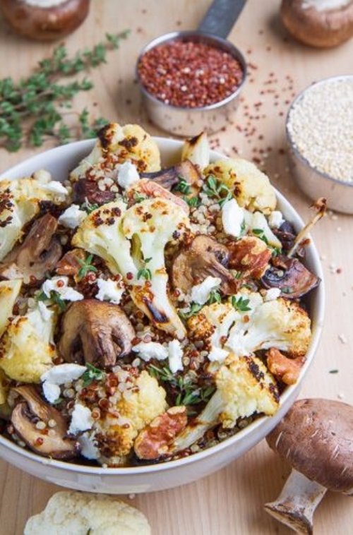 Roasted Cauliflower and Balsamic Vinaigrette Quinoa Bowl