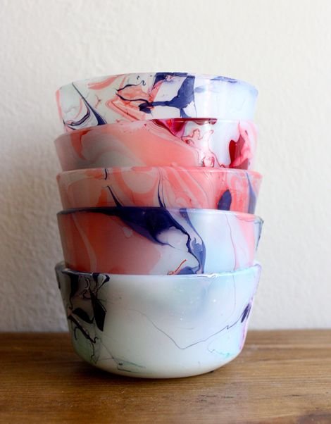 DIY Marbled Bowls