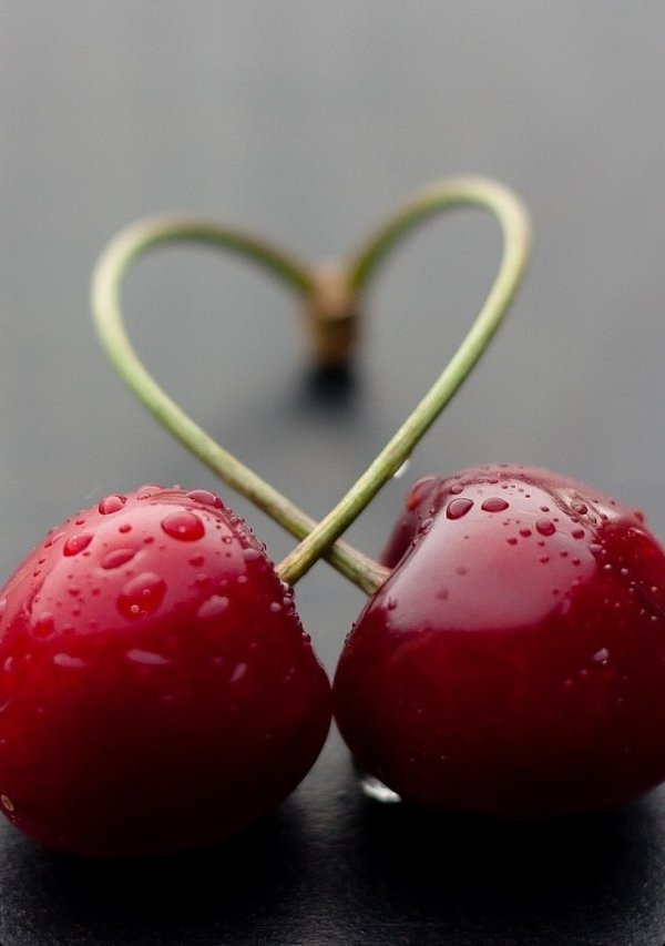 A Handful of Fresh, Ripe Cherries