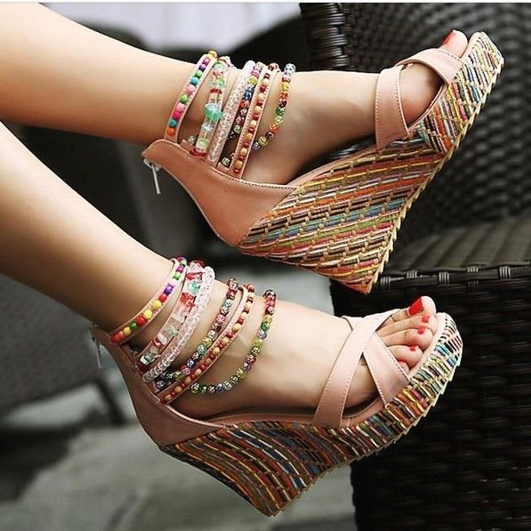 Striped Zipped Sandals