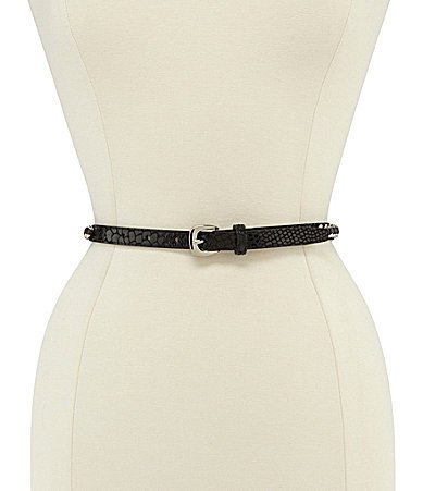 Michael Kors Chain Laced Snake Panel Belt - Black