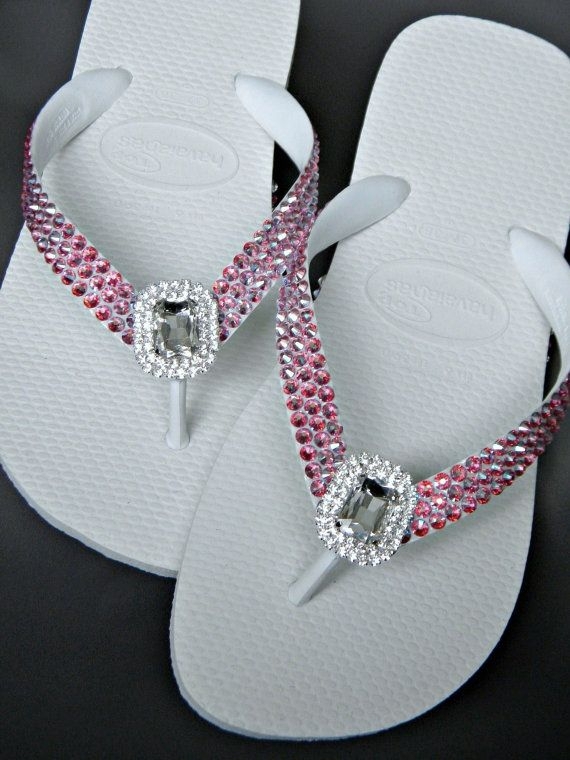 Blinged out Rubber Flip Flops