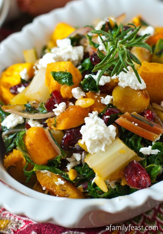 Roasted Butternut Squash and Swiss Chard