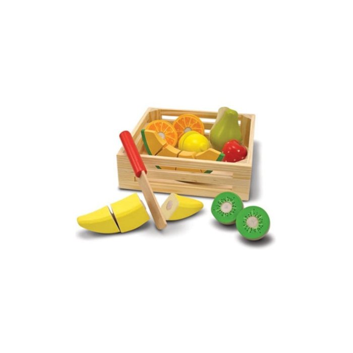 Melissa & Doug Deluxe Wooden Cutting Fruit Crate