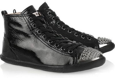 Miu Miu Patent Leather Hi Top Sneakers