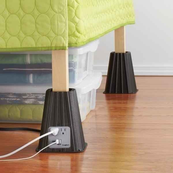 Outfit Your Bed with Power Risers for Storage and Convenience