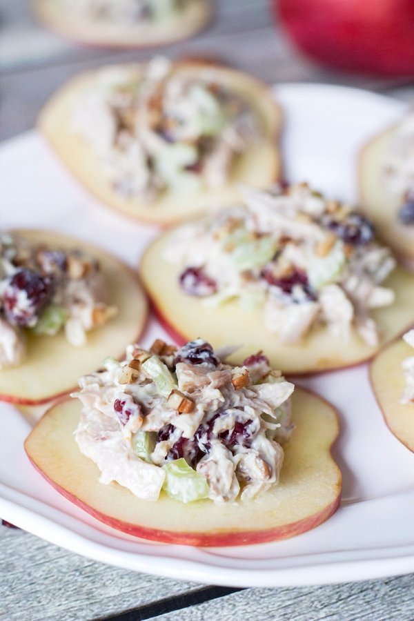 Cranberry Chicken Salad on Crunchy Apple Slices