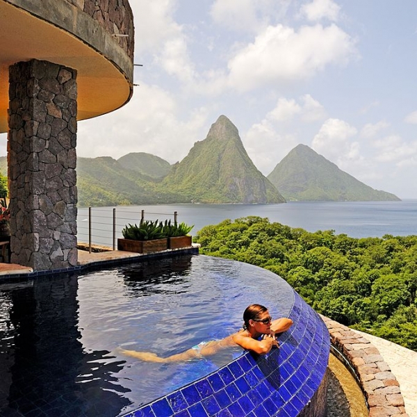 An Infinity Pool Steps from Your Four Poster Bed at Jade Mountain, St. Lucia