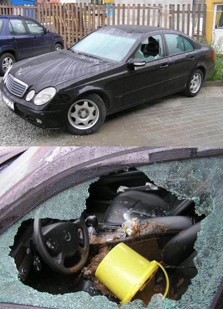 Not Just a Broken Window but a Bucket of Poop Too!