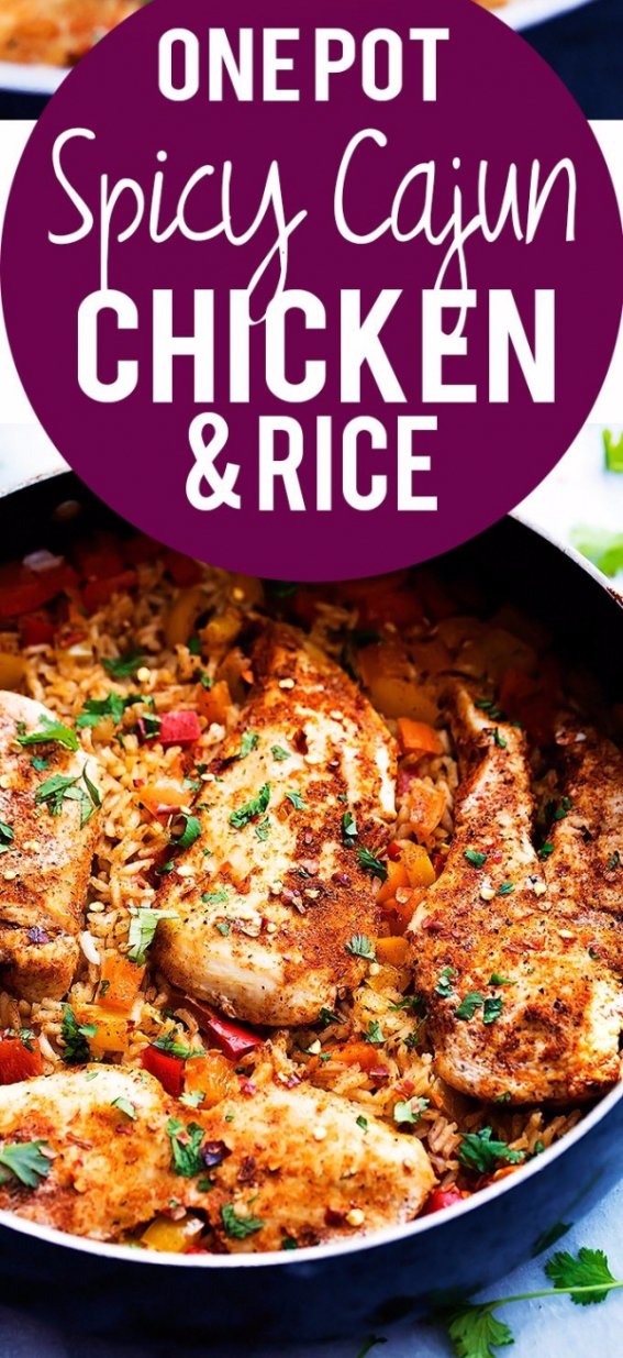 One Pot Spicy Cajun Chicken & Rice