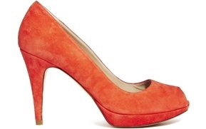 Karen Millen Suede Coral Peep Toe Heels