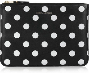 Comme Des Garçons Polka Dot-Print Leather Pouch