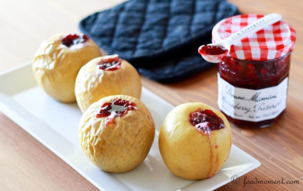 Oven Baked Apples with Raspberry Preserve