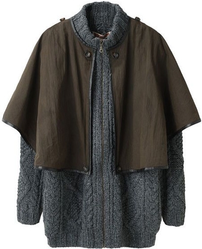 United Bamboo Cable Knit Jacket with Cape