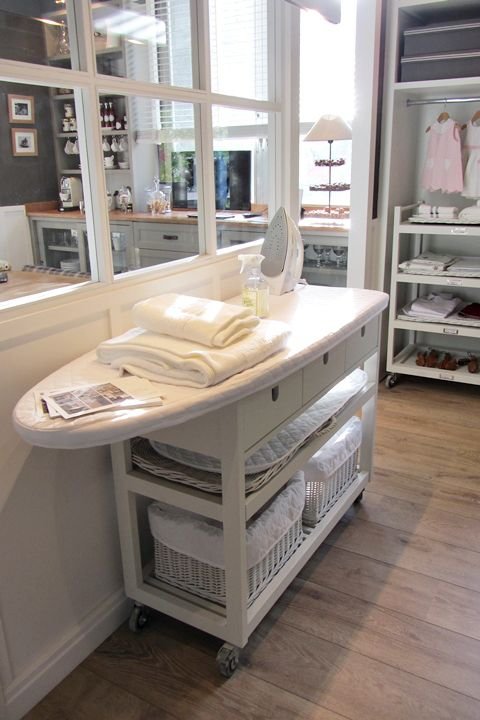 Take a Kitchen Island and Attach an Ironing Board