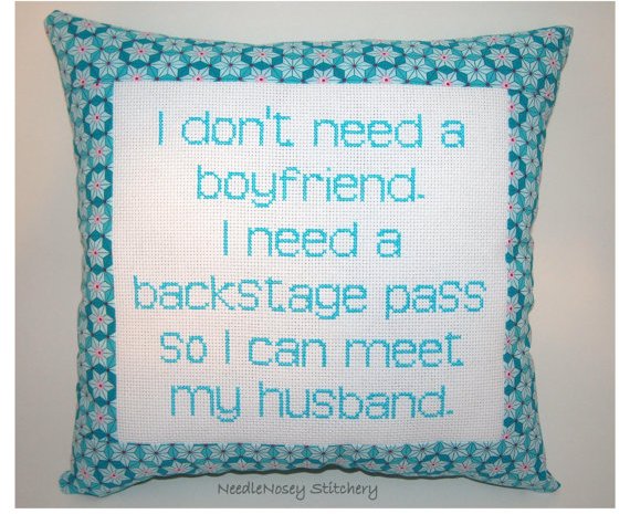 Funny Cross Stitch Throw Pillow