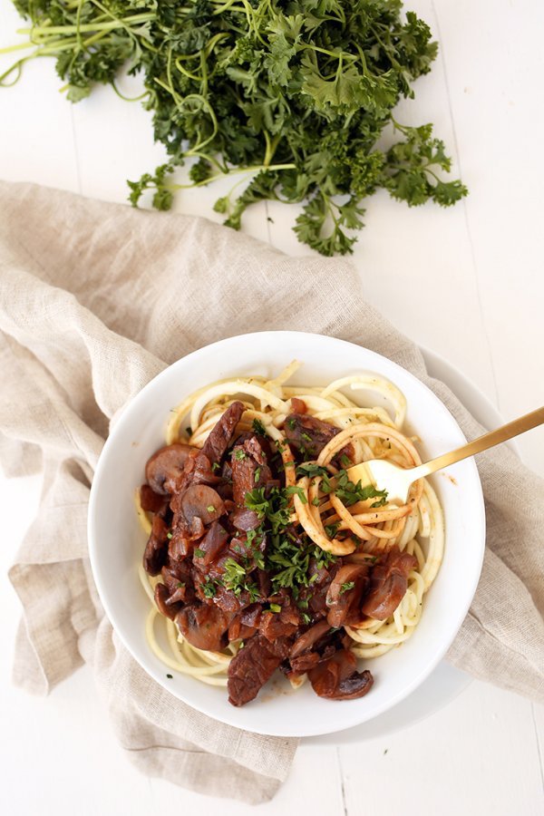 BEEF STROGANOFF with CELERIAC NOODLES