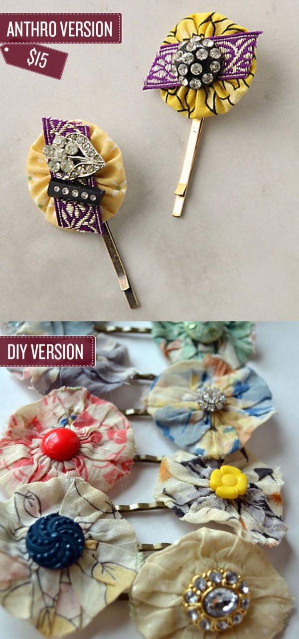 Cloth Flower Bobby Pins