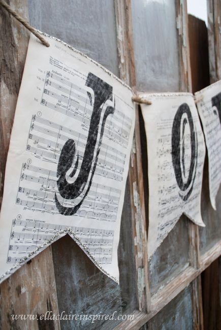 Vintage Sheet Music Christmas Banners