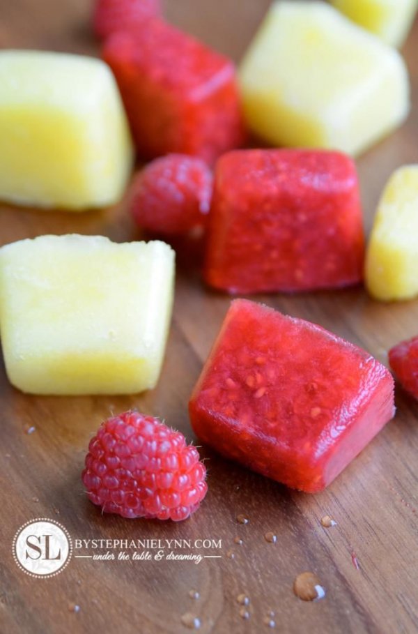 Pineapple Raspberry Ice Cubes