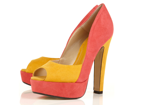 Topshop Sizzle Pink Suede Colour Block Platform Sandals