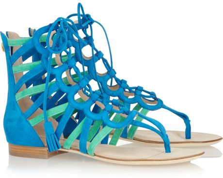 Emilio Pucci Two-Tone Suede Gladiator Sandals